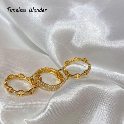 Timeless Wonder Stunning Zirconia Geo Stackable Rings for Women Punk Cocktail Goth Ins Designer Jewelry Top Fancy Versatile 5327