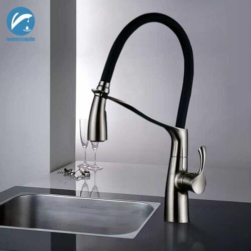 Nickel Kitchen Faucet Deck Mounted Hot Cold Water Tap Pull Down Bathroom Kitchen Mixer Tap Rotate Spout for Kitchen Torneira