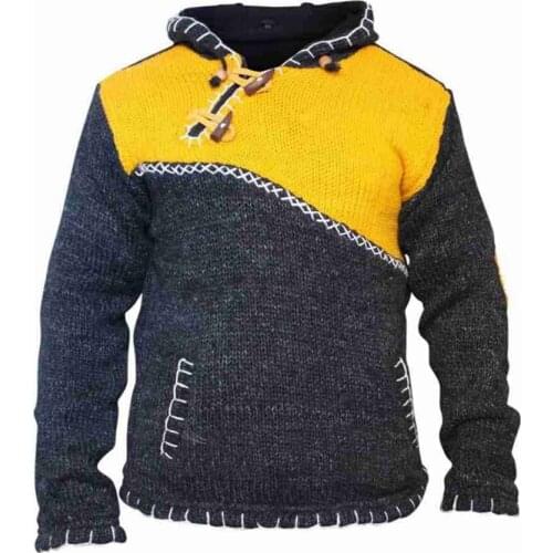 2021 New Mens Fashion Hoodie Contrast Stitching Sweater Long-sleeved Hooded Sweater Plus Size Pullover Ropa De Invierno Clothes