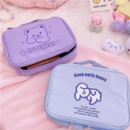 New cute puppy ins Korea Fashion Bear Cosmetic Cases Cute Student Pencil Bag Case Holder Large Capacity Home Storage Case High