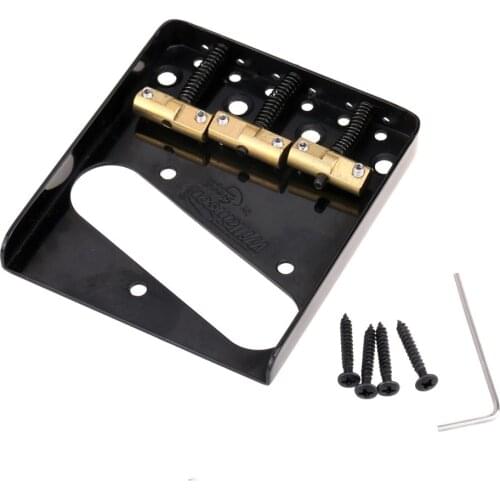 Wilkinson WTB Ashtray Brass Compensated 3-Saddle Bridge for Telecaster Tele Guitar, Black