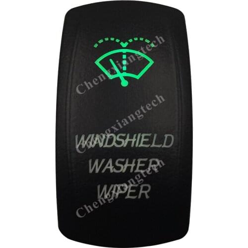 12V 24V Marine Car Boat WINDSHIELD WASHER WIPER Rocker Switch DPDT, 7 Pin ON-OFF-ON, Green & Blue Led Push Switch for Carling