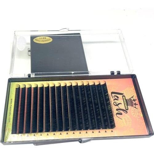 MASSCAKU 8-16mm 16Rows Premium Soft Natural Synthetic Mink Individual Eyelash Extension Makeup Cilia For Professional