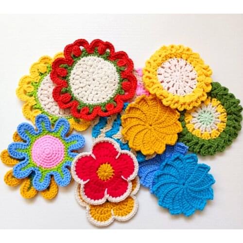 Hand Crochet Wedding Cup Coaster Fabric Placemats Pad Tea Coffee Mats Kitchen Table Desk Decor