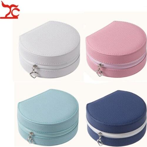 Useful Mini Jewelry Box Leather Makeup Case Portable Travel Ring Earring Jewelry Organizer Case Cosmetic Box Boite Bijoux