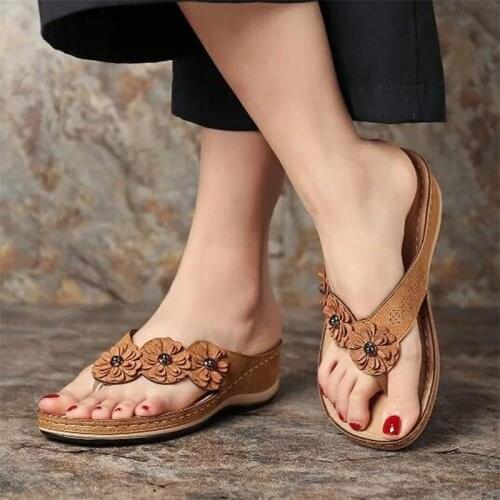 Womens Wedge Slides 2020 Cute Flower Sandals Shoes Women Beach Flip Flops Female Ladies Woman Sandals Lady Casual Slides