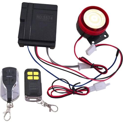 12V Universal Motorcycle Car Anti-theft Security Alarm System 125db Remote Control Key Shell Motorcycle Speaker