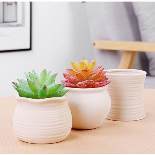 White Color Breathable Fleshy Planter Vase Flower Pot Ceramic Suyaki Flowerpot Desktop Ornaments Bonsai Cactus Container
