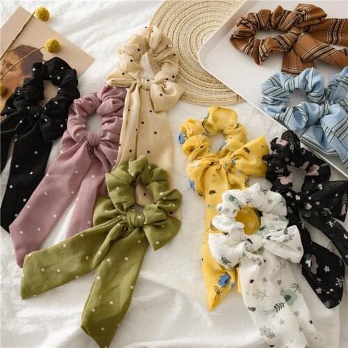 Candy Color Hair Ties Bow-knot Fabric Scrunchie Ponytail Holder Headwear Ribbon Rope Hairband Accessories for Women Girls