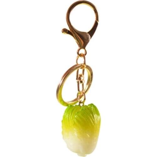 ZOCDOU 1 Piece Simulation Fruit Cabbage Keychain Small Statue Little Figurine Crafts Figure Ornament Miniatures