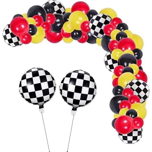 1 Set Racing Car Party Balloons Garland Checker Flag Foil Globos Black Red Yellow Balloon Arch for Kids Baby Shower Birthday Dec