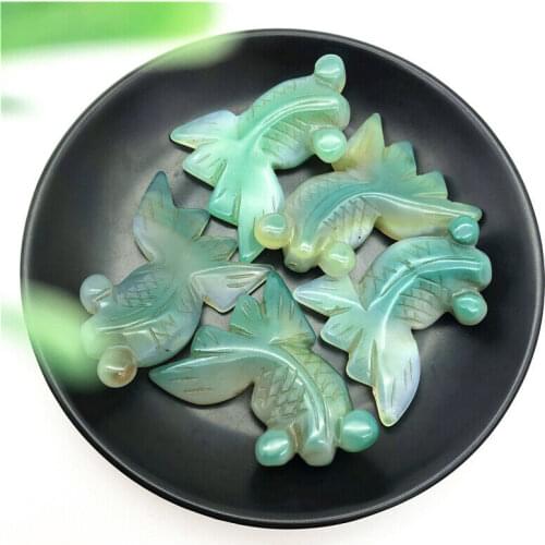 1PC Green Carnelian Agate Golden Fish Sardonyx Crystal Goldenfish Healing Gift Decor Stones and Minerals