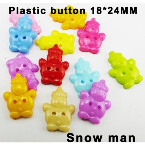 50PCS Snow Man Button Shape Dyed Plastic Buttons Coat Boots Sewing Clothes Accessories P-248