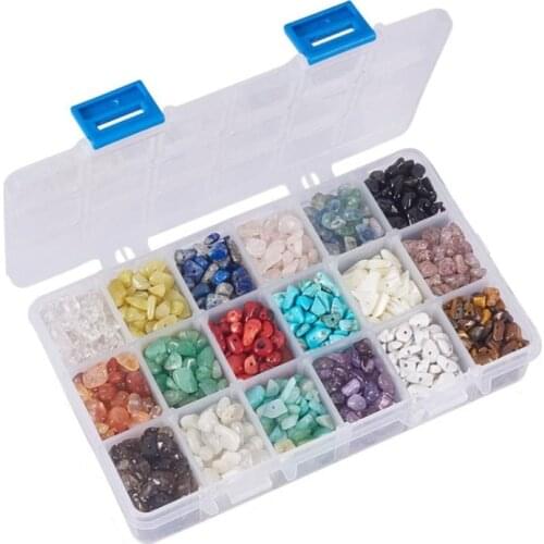 18 Color Chips Beads Irregular Shaped Beads Tumbled Gemstone Chips Crystal Crushed Bead DIY Making Supplies Kits