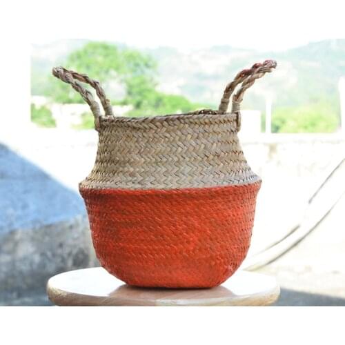 2 Pcs Foldable Handmade Storage Baskets, Folding Wicker Laundry Basket Panier Osier 15 Colors Fruit Basket