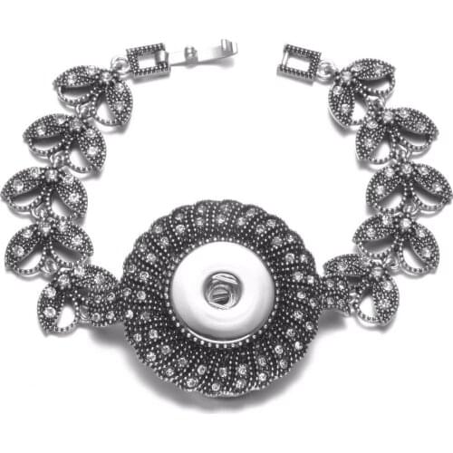 2017 New Butterfly Rhinestone Charms Bracelet Snap Bracelet 18-20mm Fit 18mm Snap Button For DIY Snaps Jewelry SZ0471