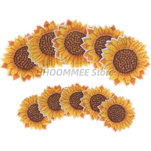 5pcs T Shirt Girl Embroidered Patch Sunflower Applique Iron On Patches For Clothing Women Diy Deal With It Stickers