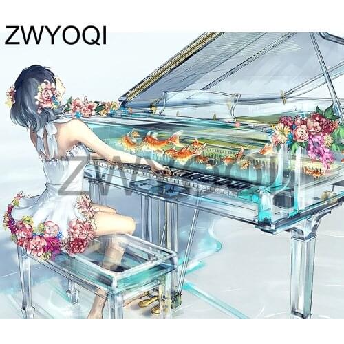5D DIY Diamond painting piano girl Full Square Diamond mosaic piano girl Full Round Diamond embroidery Cross stitch piano girl