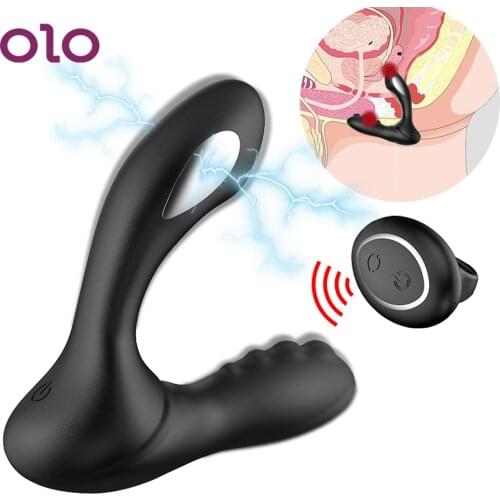 OLO Anal Butt Plug Perineum Stimulator 8 Speeds Anal Dildo Vibrator Electric Shock Prostate Massager Sex Toys for Men Women Gay