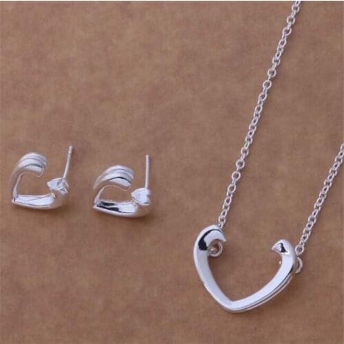 AS146 Hot Sale Silver Plated Color Jewelry Sets For Women Wholesale High Quality Classic Earring 189 + Necklace 597