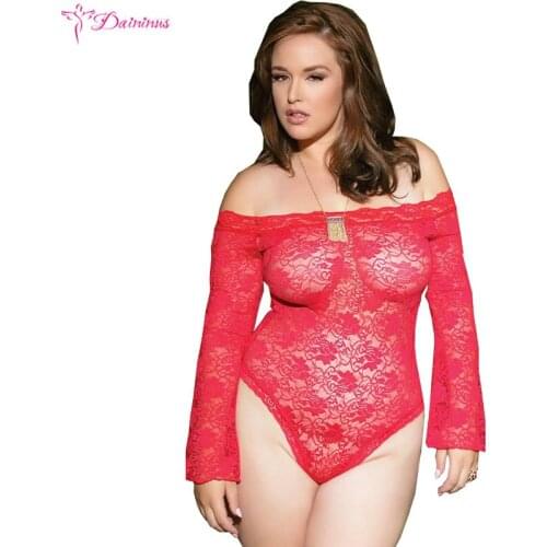 Bodysuit Body Suit Women Sexy Lingerie Hot Long Sleeve Plus Size Porn Lace Sleepwear Erotic Underwear Nightwear Nighties