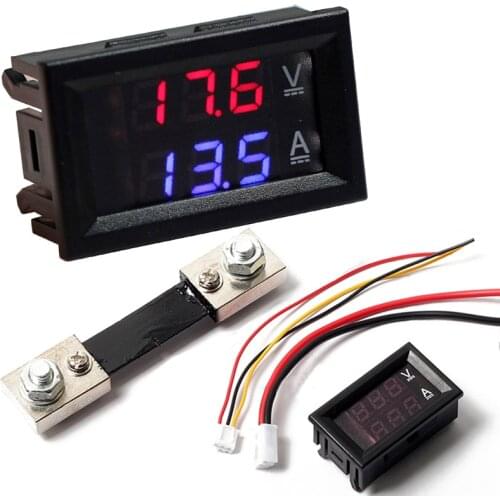 DC100V 100A Digital Voltmeter Ammeter With 100A Current Shunt Blue Red LED Display Durable Digital Volt Meter Gauge