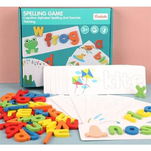 Children Learning Toys Montessori Spell word game Wooden Toys Early Learning Jigsaw Letter Alphabet Gift For Kids Party 2021 New