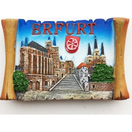Erfurt, Germany, landmarks, tourist commemorative magnetic refrigerator stickers, painted decorative crafts, and souvenirs
