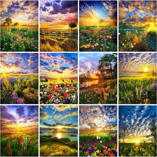 Evershine Diamond Painting Sunset Full Square Round Drill Mosaic Kits Diamond Embroidery Landscape Cross Stitch Sale Handicraft