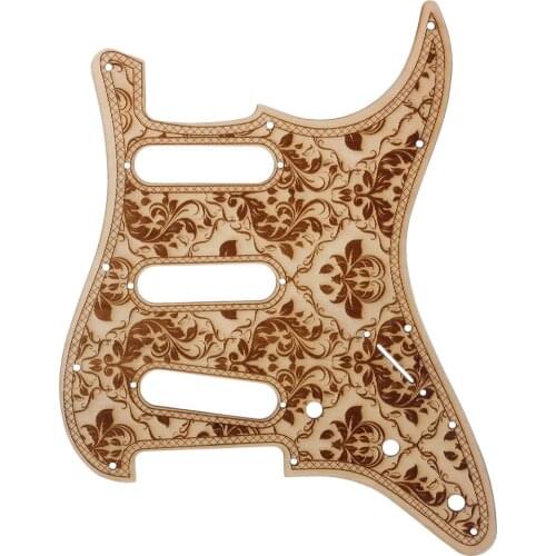 28.2x22.5cm Wood Flower Pattern SSS Guitar Pickguard Replacement