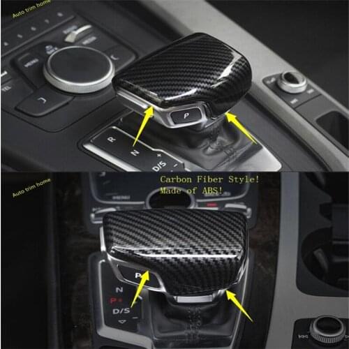Lapetus Gear Shift Gearshift Knob Panel Cover Trim 1 Piece Auto Accessories Fit For Audi Q7 2016 2017 2018 ABS Carbon Fiber Look