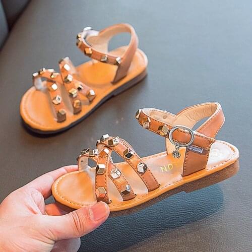 Summer Children Sandals Shoes Girls Gladiator Rivets Princess Kid Party Fashion Beach Flat Toddler Baby Breathable