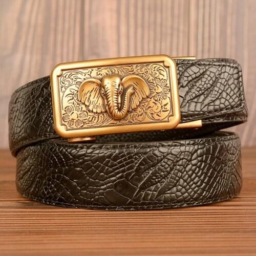 New Mens Belt Automatic Buckle Genuine Leather Belt Top Layer Cowhide Belt Youth Belt Men luxury Crocordile Pattern Belts
