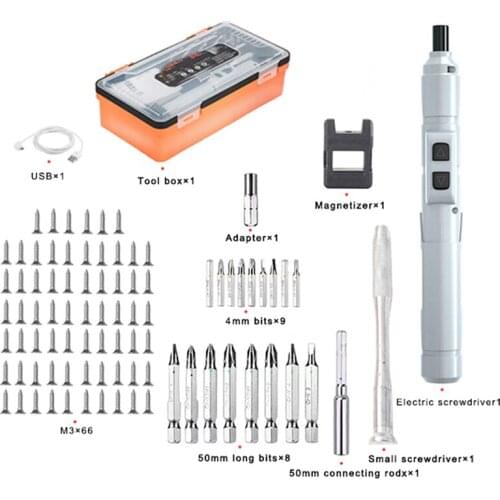 88PCS Mini Cordless Electric Screwdriver Bits Kits Portable DC 3.6V USB Rechargeable Household Computer Repair Power Tools