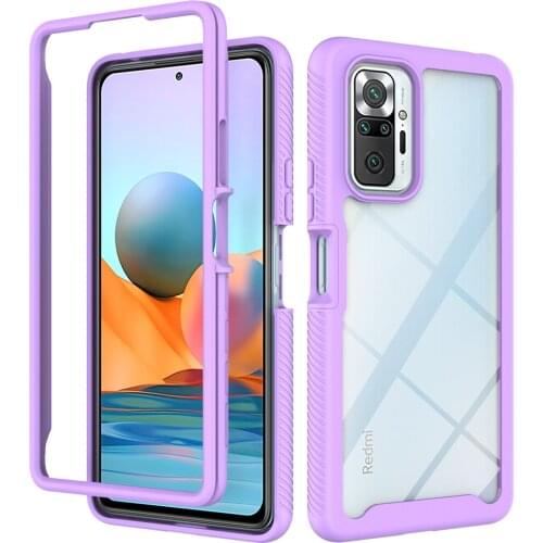 Non-slip Hybrid Rugged Armor Shockproof Case For Xiaomi Redmi Note 10 Pro Max Soft TPU Bumper Transparent Acrylic Back Cover