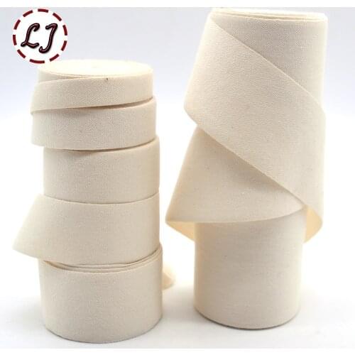 New high quality natural color plain 100% cotton ribbon webbing herring bonebinding tape lace trimming packing accessories DIY
