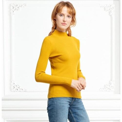 New Coming Autumn Womens 2021 Winter Turtleneck Pullovers Sweaters Primer Shirt Long Sleeve Short Korean Slim-Fit Tight Sweater