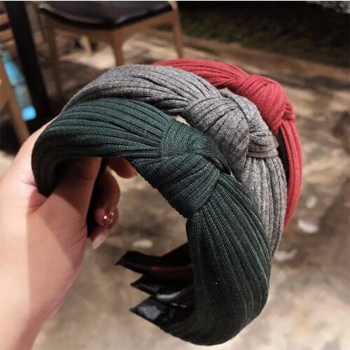 Fashion Women Elegant Cotton Solid Bow Knot Hairbands Headbands Hair Bands Ornament Headwear Hair Holder Lady Hair Accessories