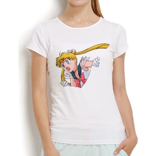 Japan anime sailor girl break out 3d funny tshirt women new white casual short sleeve o-neck femme kawaii t shirt