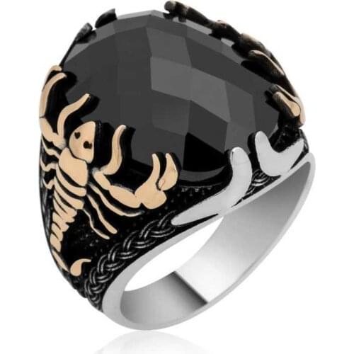 Original silver , Black Stone Scorpion Male ,Ring, Good Quality and Affordable Stony ,Rings Types