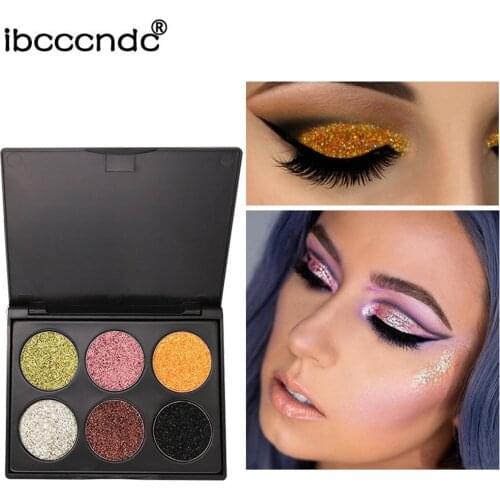 6 Colors Waterproof Diamond Glitter Eyeshadow Palette Shiny Metals Powder Shimmer Eye Shadow Pallete Pigments Kits Makeup