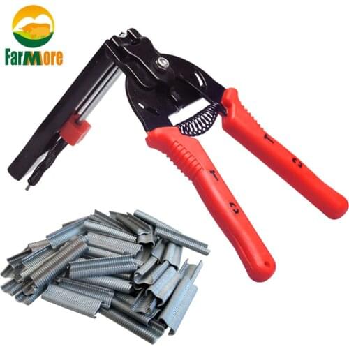 Hog Ring Pliers and 600 Nails Staples Ploutry Cage Pliers Fastening Clamp Installation Tool for chicken Mesh Cage Wire Fencing