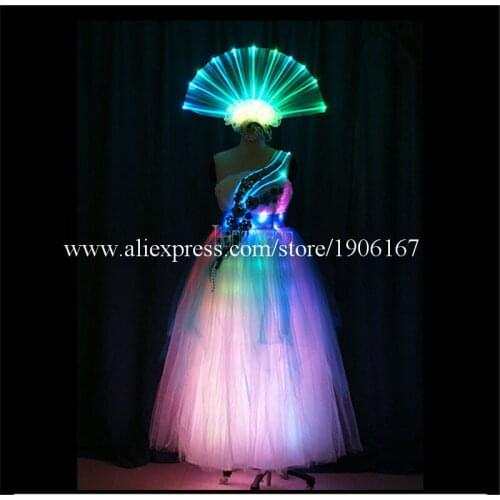 Catwalk TV Model Show Led Luminous Party Event Dress Programmable Full Color Led Light Up Christmas Stage Performance Clothes
