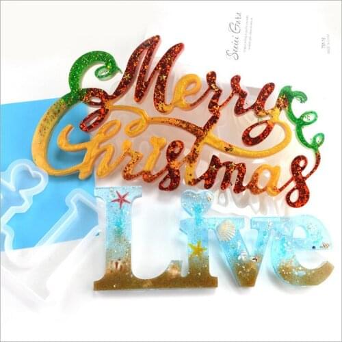 Transparent Silicone Mould Dried Flower Resin Decorative Craft DIY Merry Christmas letters Mold resin molds for jewelry