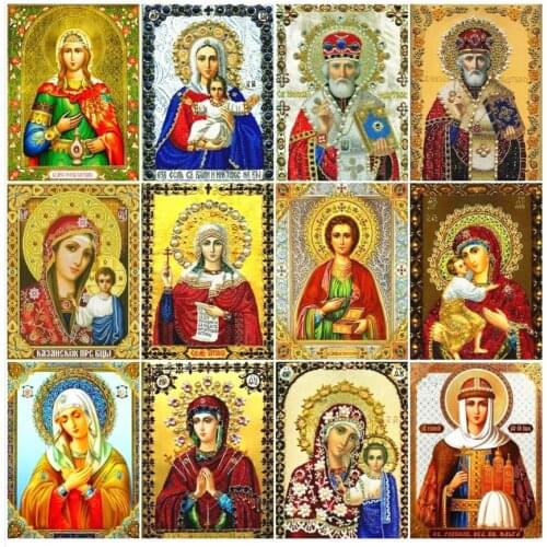 Religious diamond painting virgin mary baby jesus mosaic art picture embroidery stitch rhinestones picture puzzle wall decor