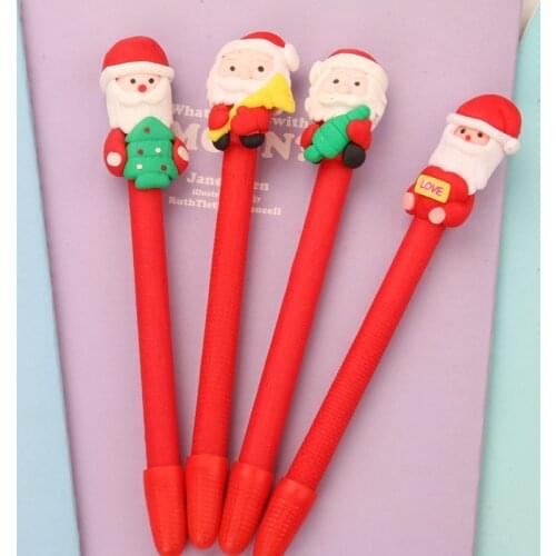 24PCS/lot Cartoon Christmas Small Gifts Cartoon Cute Santa Claus Snowman Ballpoint Pen Stationery Novelty Pens for Writing