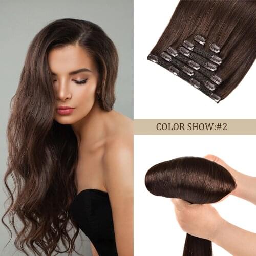Gazfairy Silky Straight Clip Ins 100% Real Remy Hair 20'' 7pcs/set 120g Clip in Human Hair Extensions Full Head Double Drawn