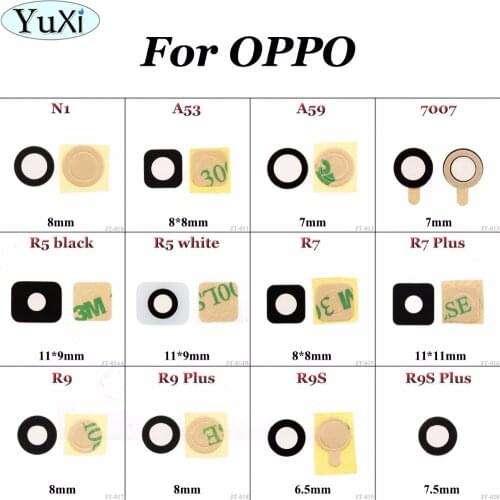 YuXi 1pcs Glass material back rear camera lens with sticker for oppo R7 R7 plus R9 R9TM R9 plus R9S R9S plus R5 A59 A53 7007 N1