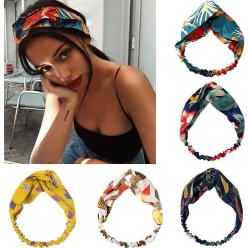 Vintage Cross Turban Headband for Women Sports Bandanas Bohemian Bandage Elastic Head Band Hairbands Hair Accessories Headwear