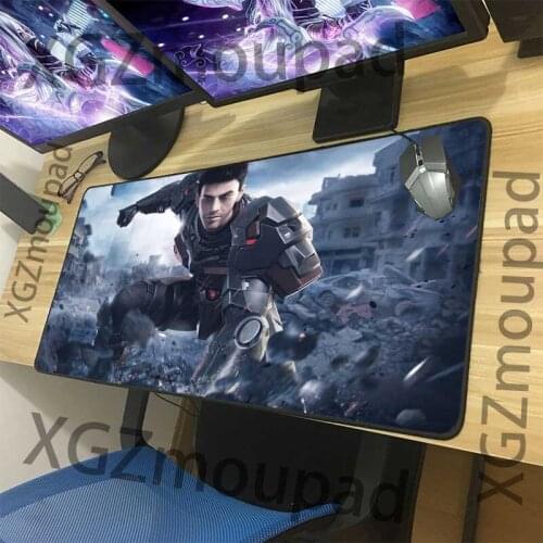 XGZ Customized Armor Warrior Pattern Large Gaming Mouse Pad Black Lock Edge Office Computer Desk Mat Non-slip for Lol Dota Gamer